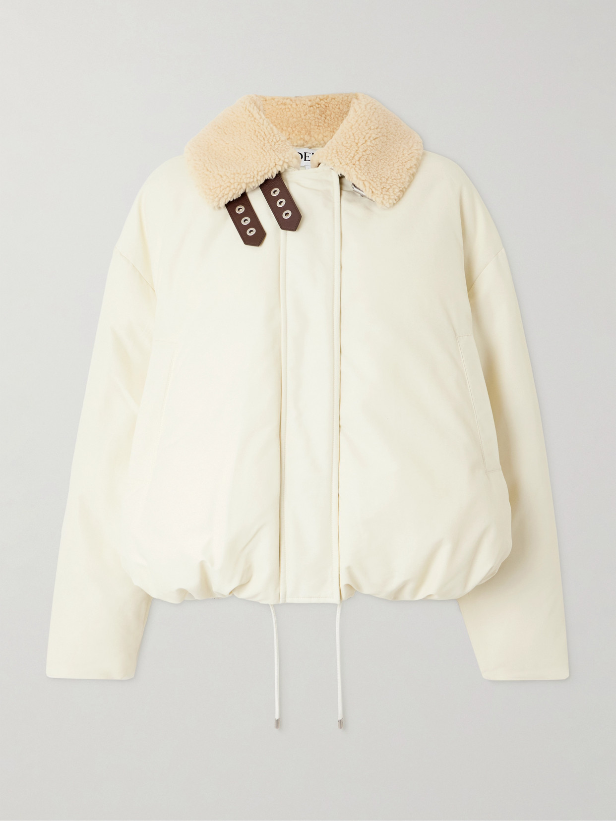 Loewe - Shearling-trimmed Cotton-blend Shell Jacket - Ivory
