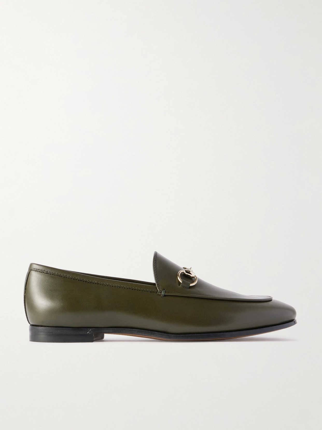 Gucci Jordaan Horsebit-detailed Leather Loafers In Green