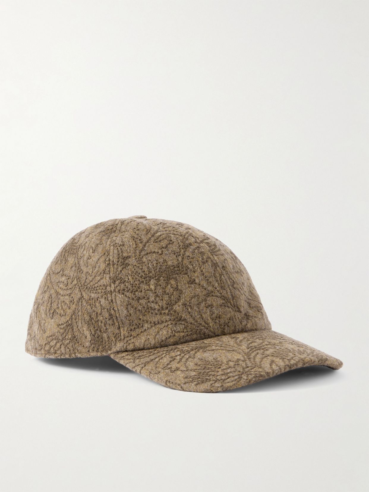 Embroidered cashmere-felt baseball cap
