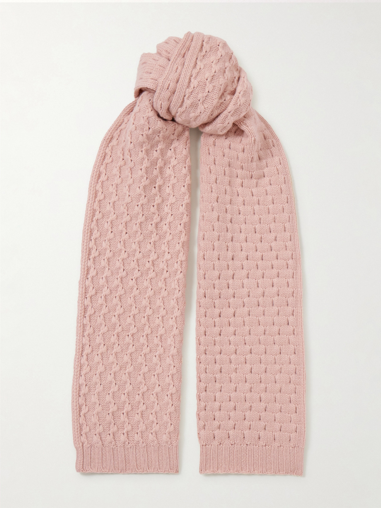 Loro Piana Valle Open-knit Cashmere Scarf In Pink