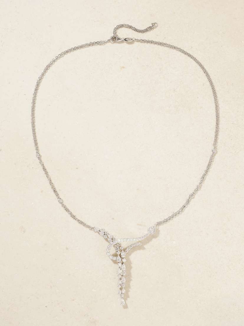 YEPREM 18-karat White Gold Diamond Necklace
