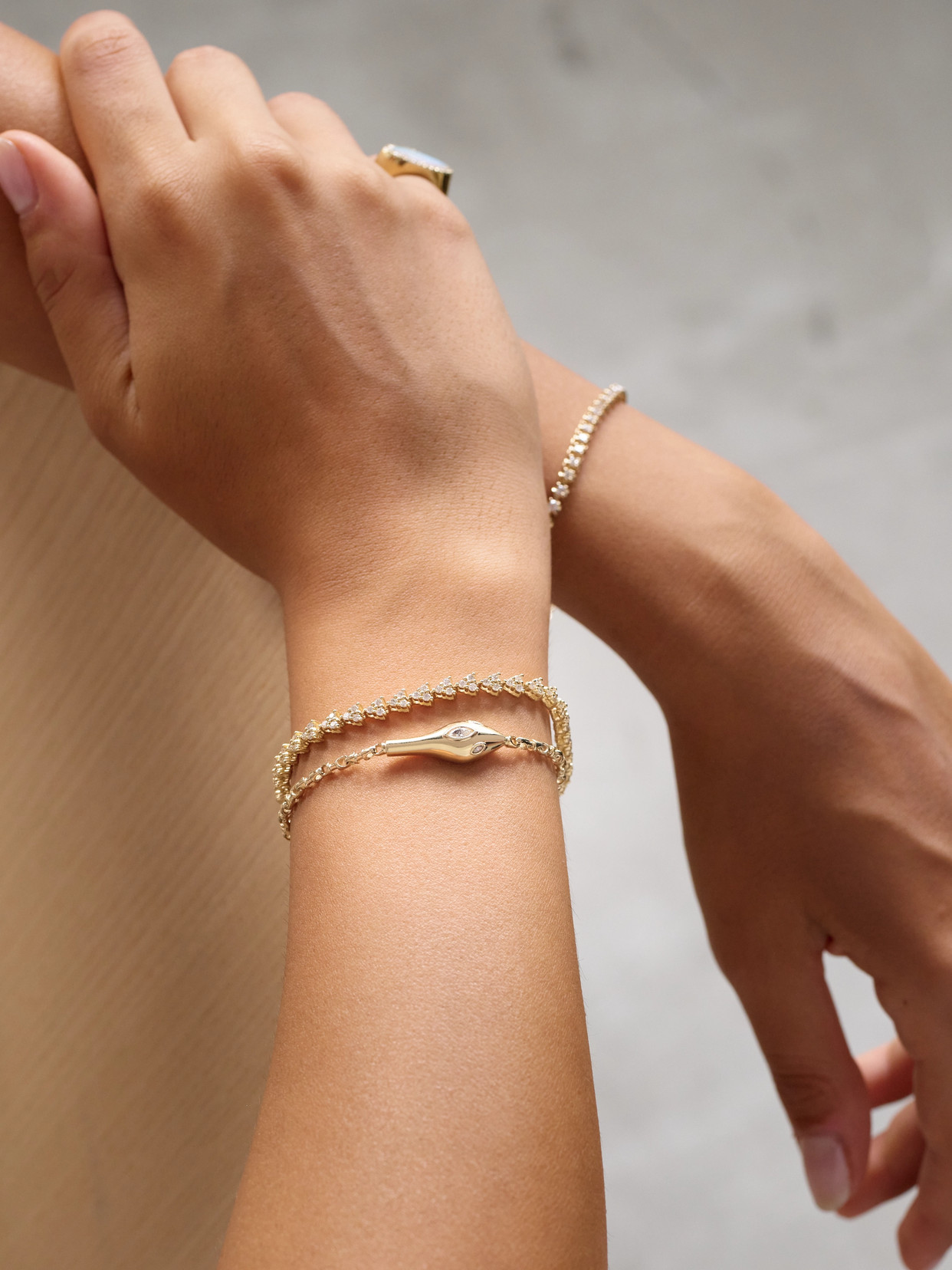 JACQUIE AICHE LIZZIE 14-KARAT GOLD DIAMOND BRACELET