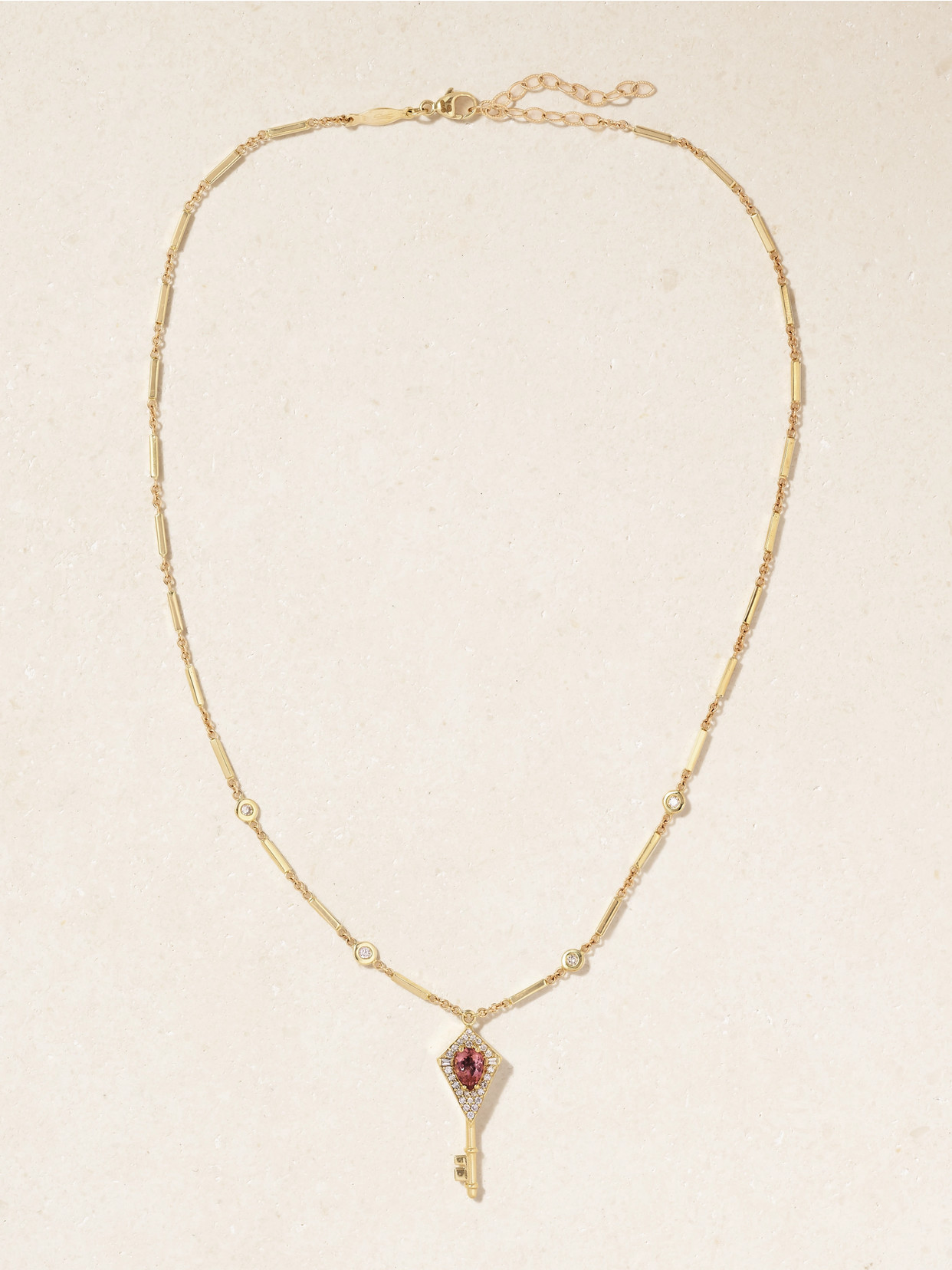 Jacquie Aiche 14-karat Gold, Diamond And Tourmaline Necklace In Gold