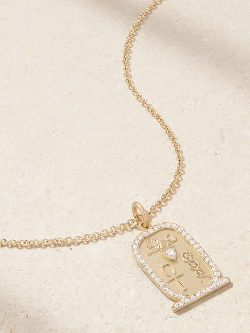 Jacquie Aiche Trillion Cartouche 14-karat Gold Diamond Necklace