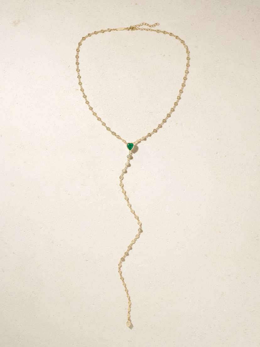 Jacquie Aiche Sophia 14-karat Gold, Emerald And Diamond Necklace