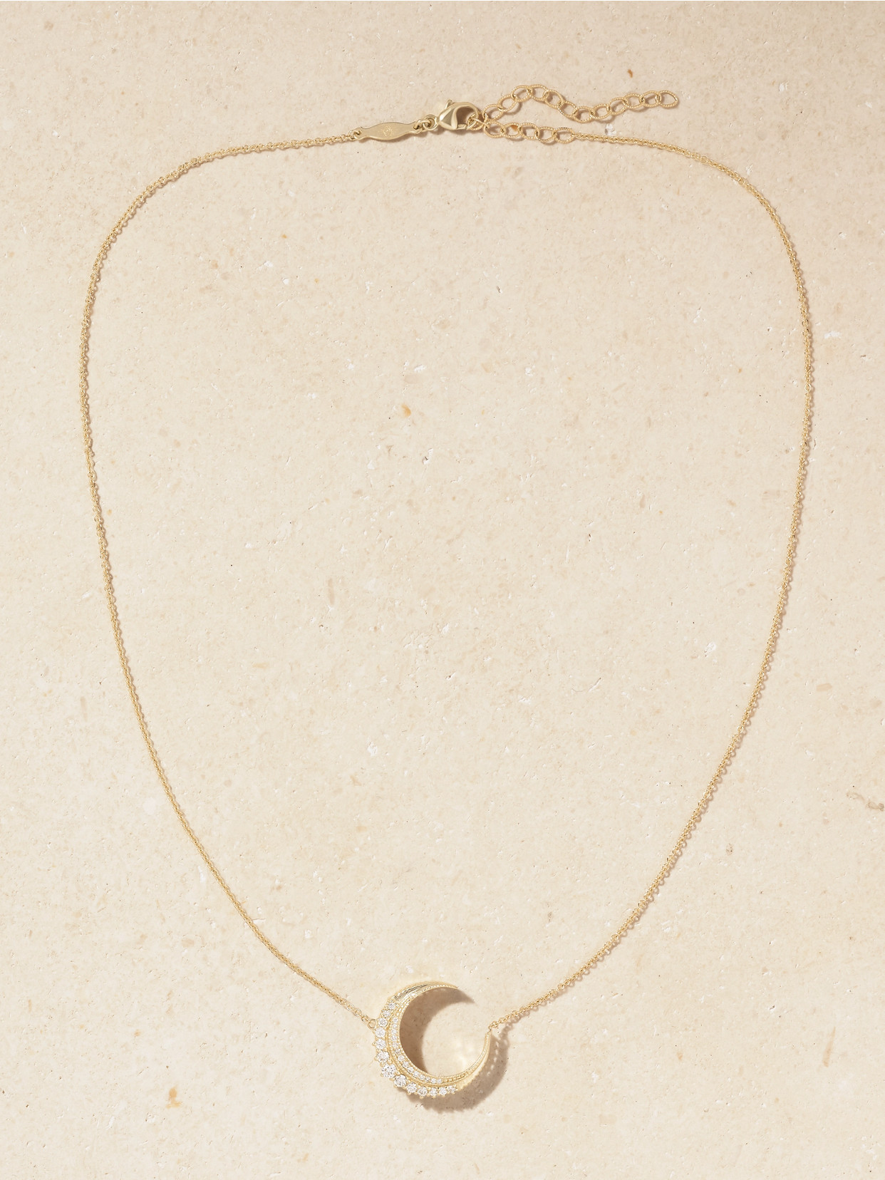 Jacquie Aiche Mini Crescent Moon 14-karat Gold Diamond Necklace In Gold