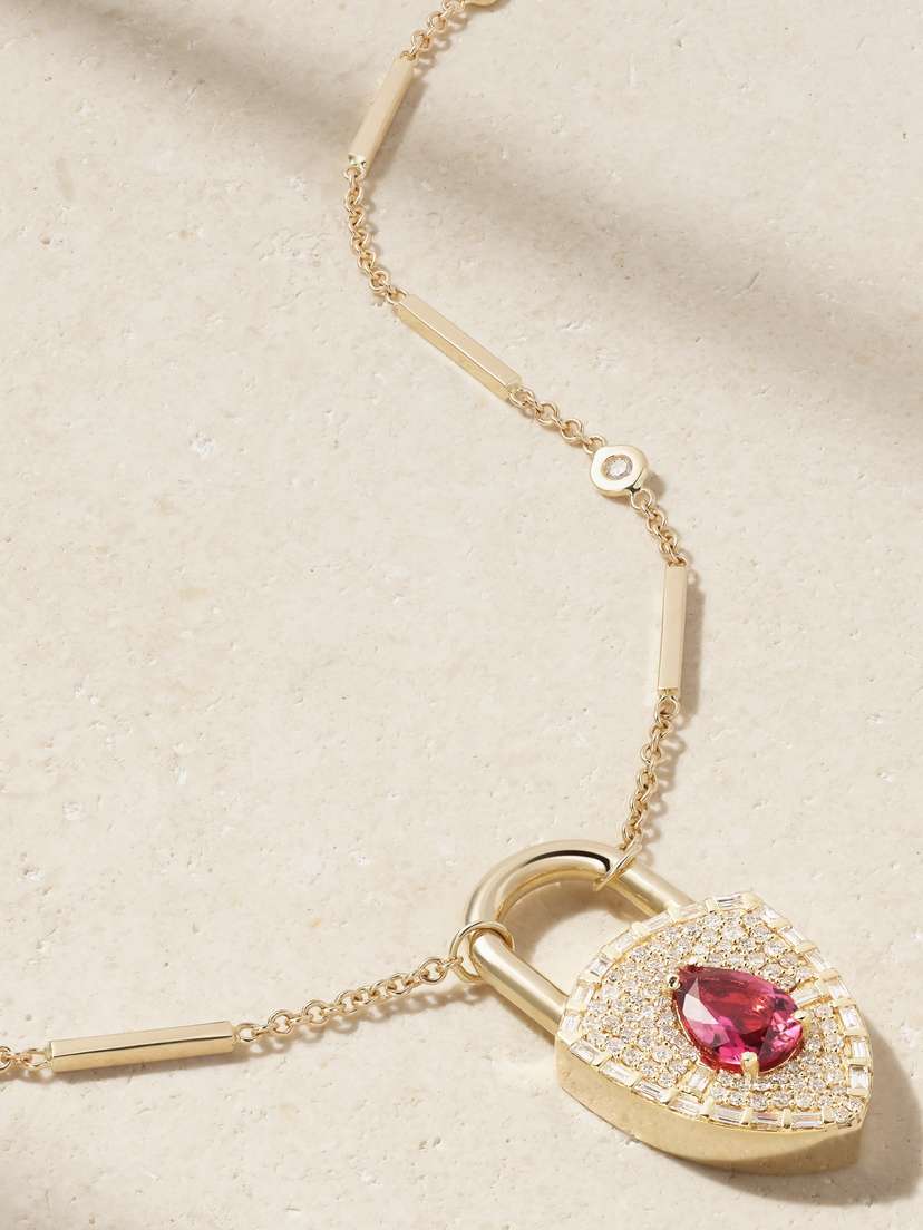 Jacquie Aiche 14-karat Gold, Tourmaline And Diamond Necklace