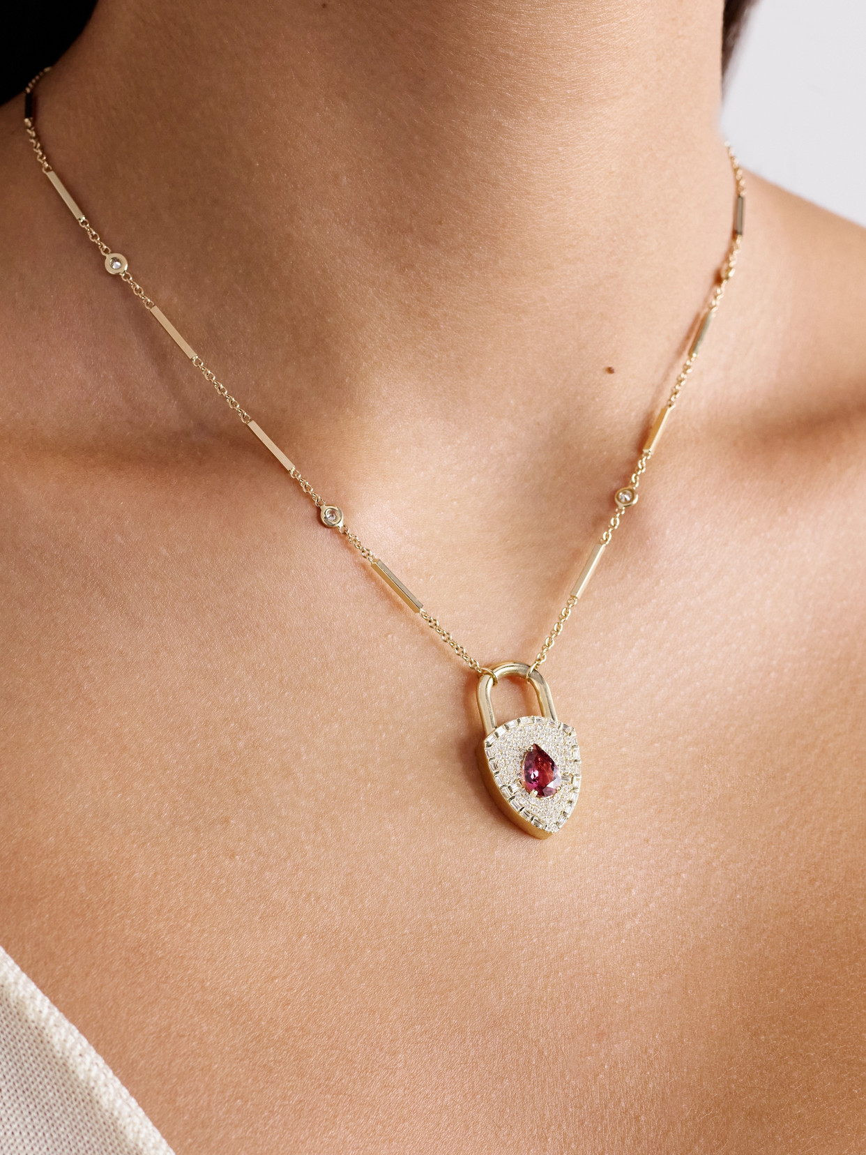 Jacquie Aiche 14-karat Gold, Tourmaline And Diamond Necklace In Gold