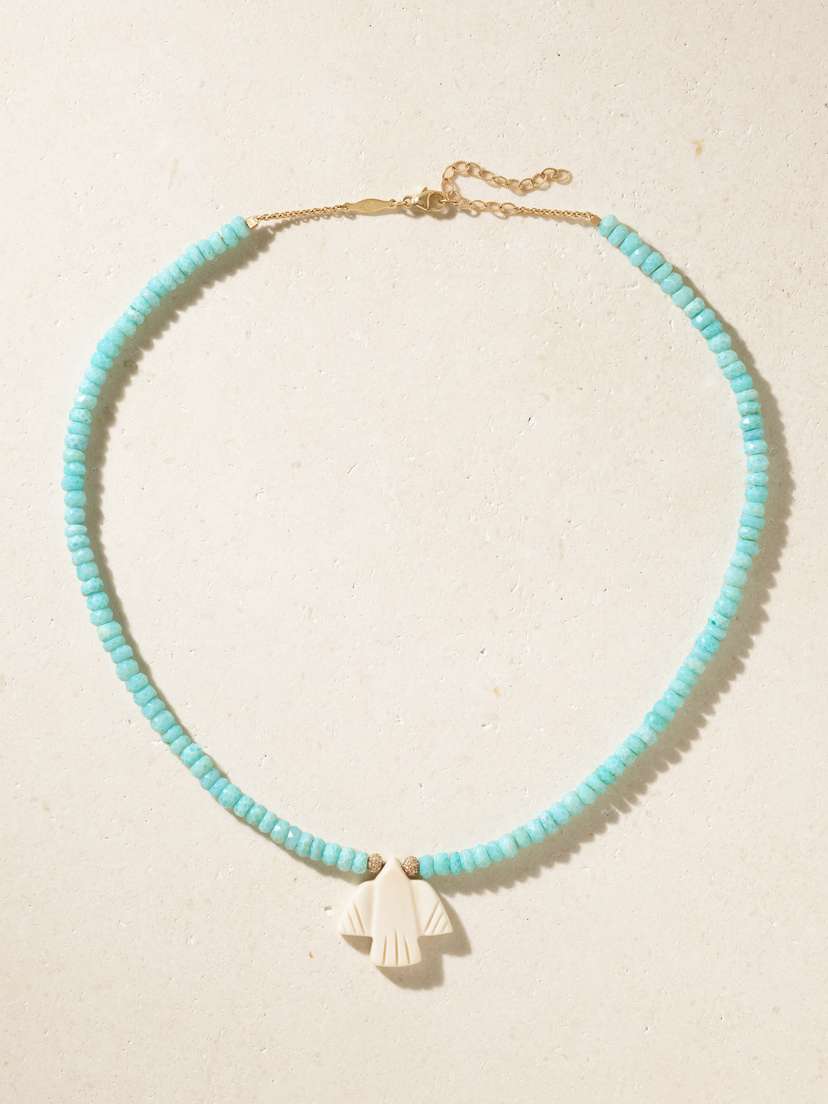 Jacquie Aiche Small Thunderbird 14-karat Gold Multi-stone Necklace