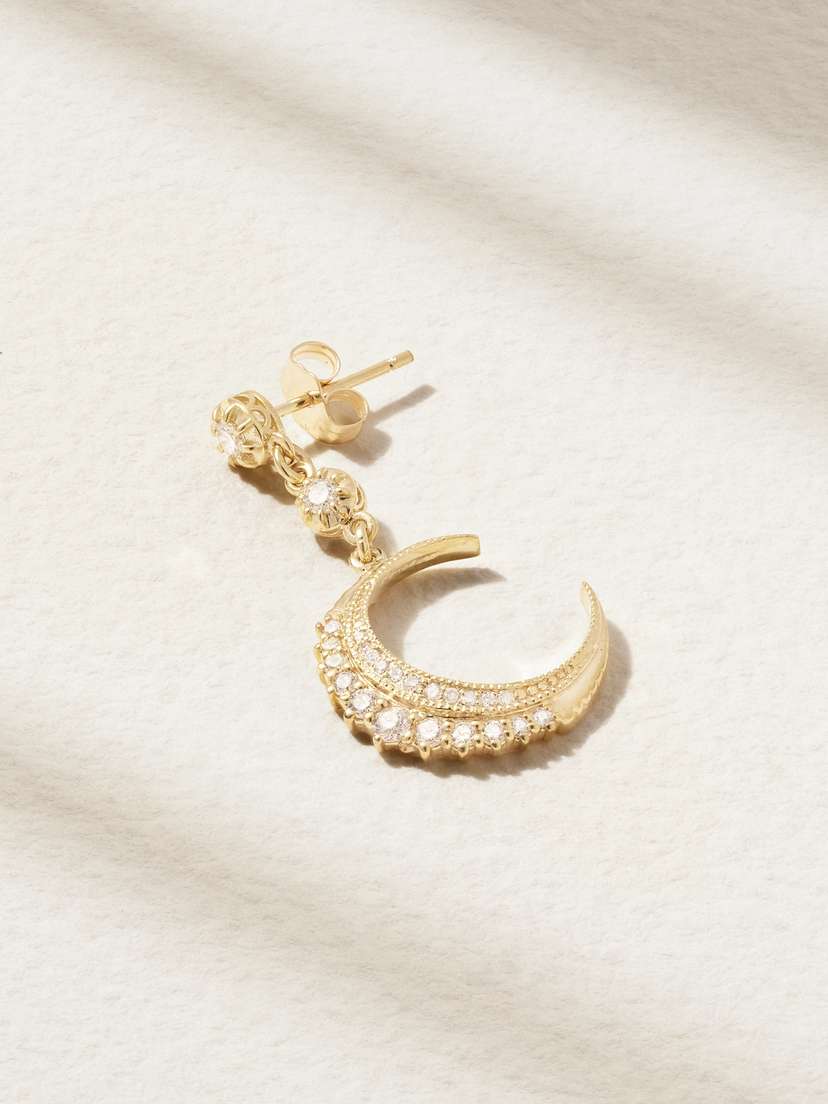 Jacquie Aiche Crescent Mini 14-karat Gold Diamond Single Earring