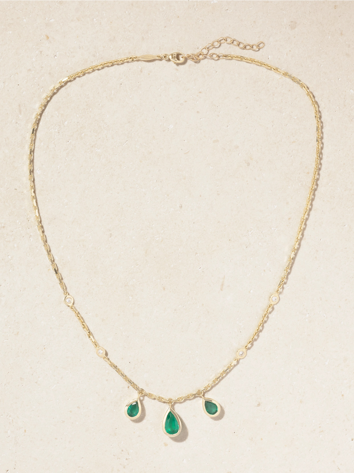 Jacquie Aiche 14-karat Gold, Emerald And Diamond Necklace In Gold