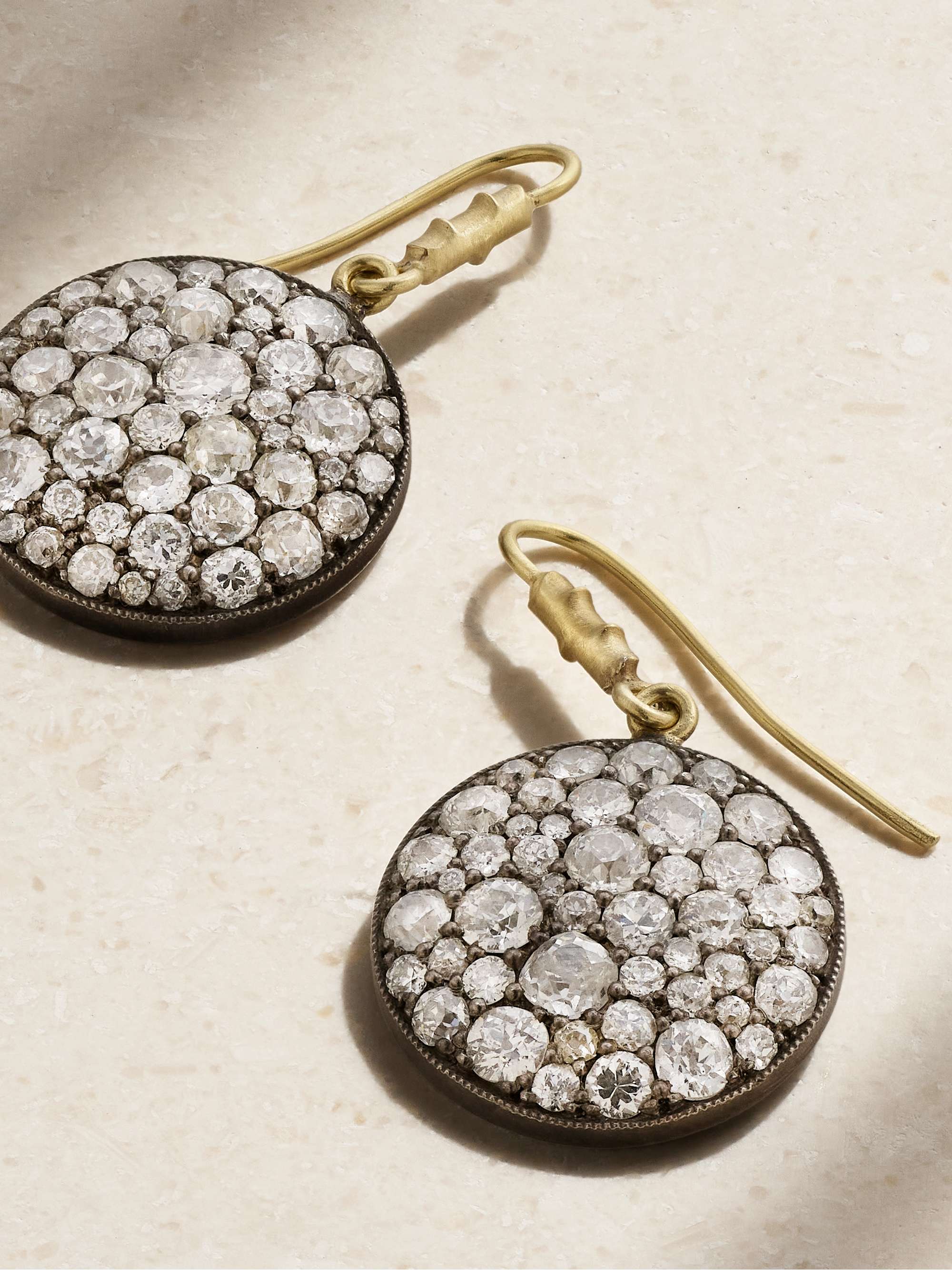 SYLVA & CIE Ten Table 18-karat gold and sterling silver diamond earrings