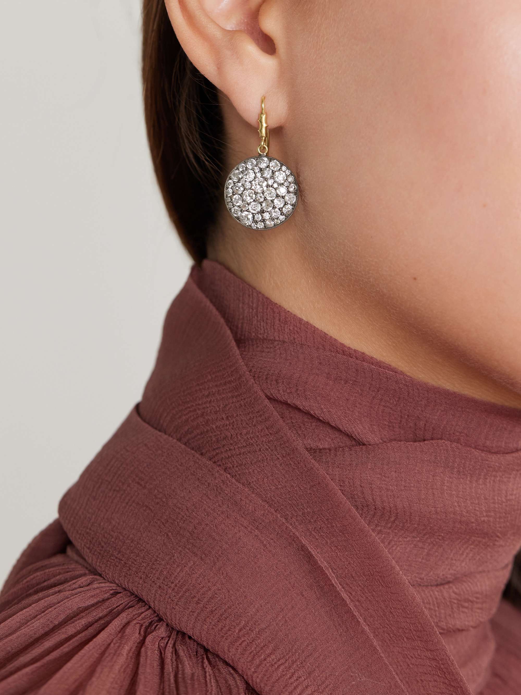 SYLVA & CIE Ten Table 18-karat gold and sterling silver diamond earrings