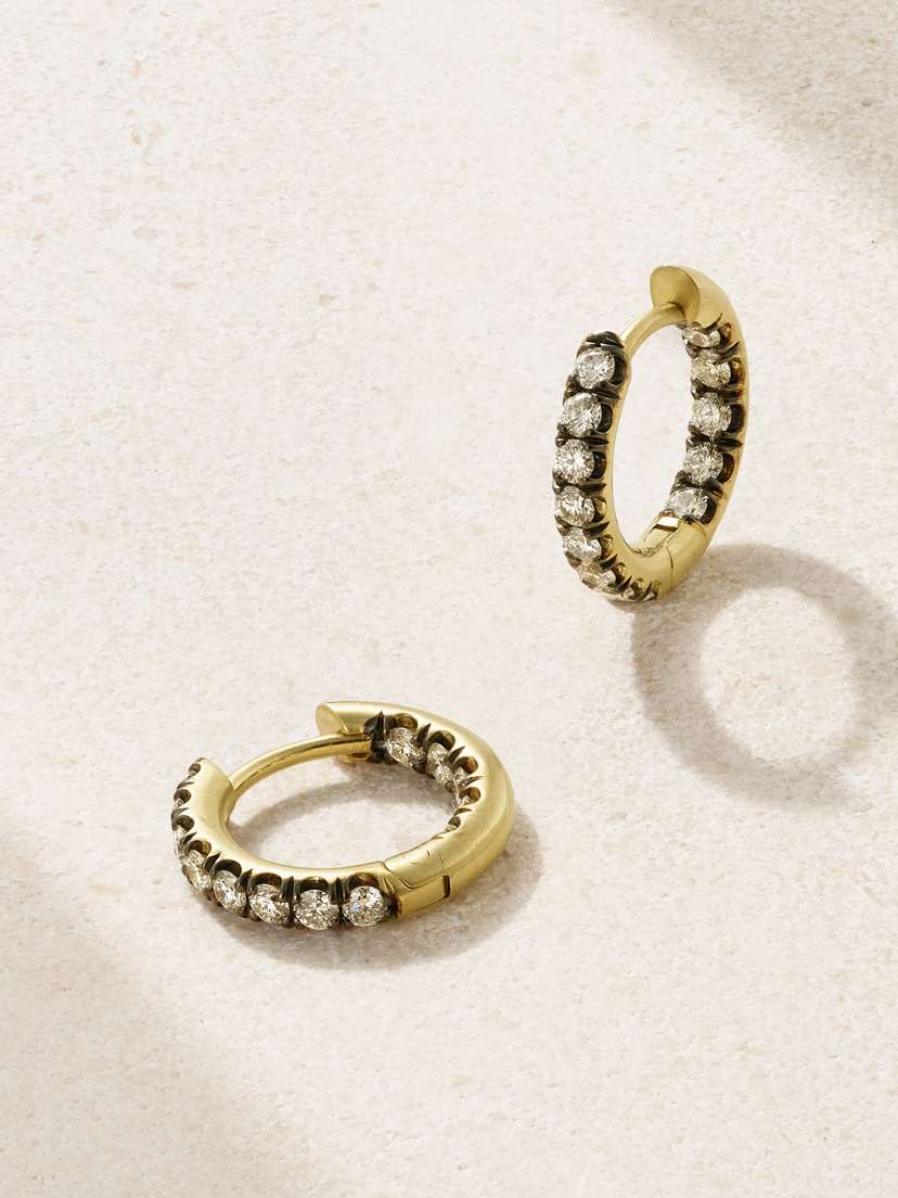 Sylva & Cie 18-karat Gold Diamond Hoop Earrings