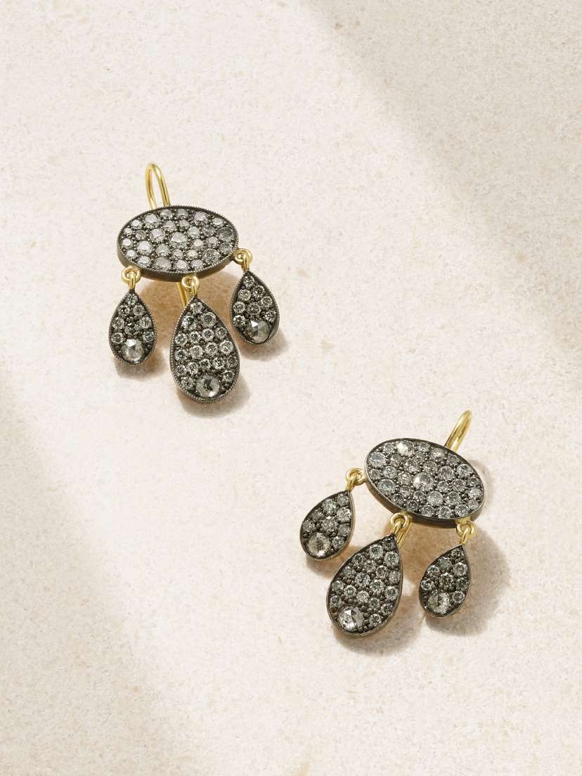 Sylva & Cie 18-karat Gold, Sterling Silver And Diamond Earrings