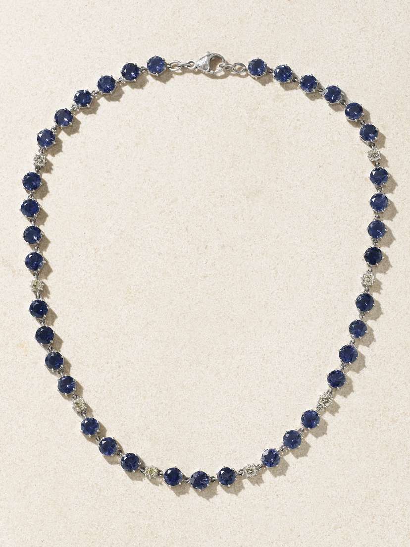 Sylva & Cie 18-karat White Gold, Iolite And Diamond Necklace