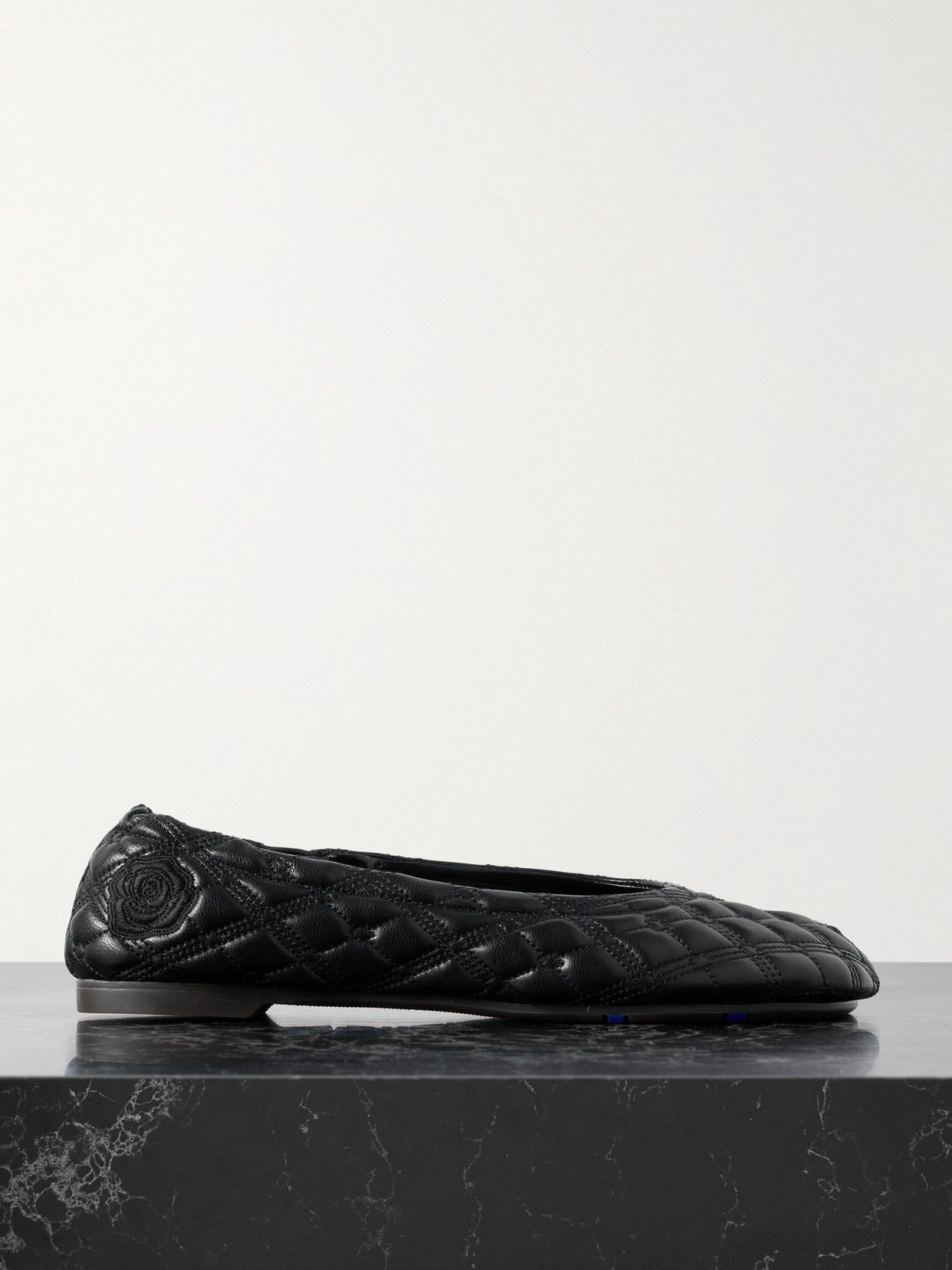 Burberry Quilted Leather Sadler Ballet Flats In Black