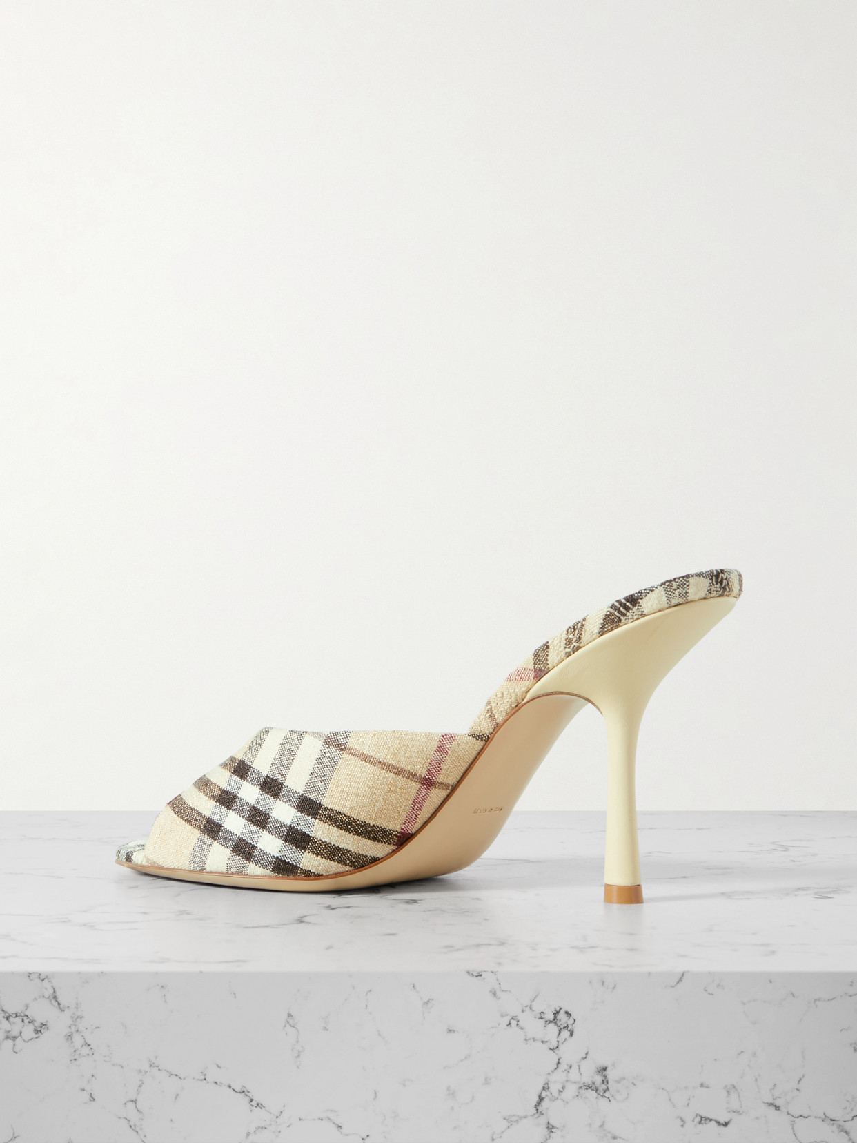 Burberry 90mm Lf Mews Check Textile Mules In Cream
