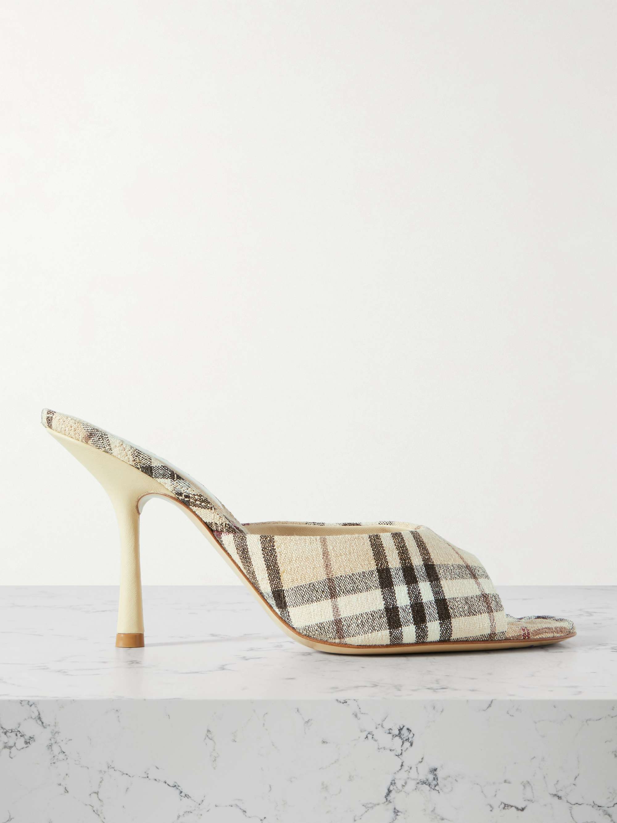 BURBERRY Checked linen mules | NET-A-PORTER