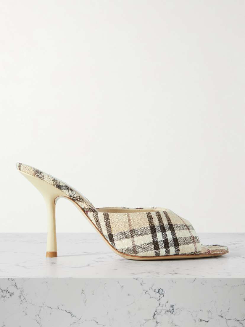 Burberry Checked Linen Mules