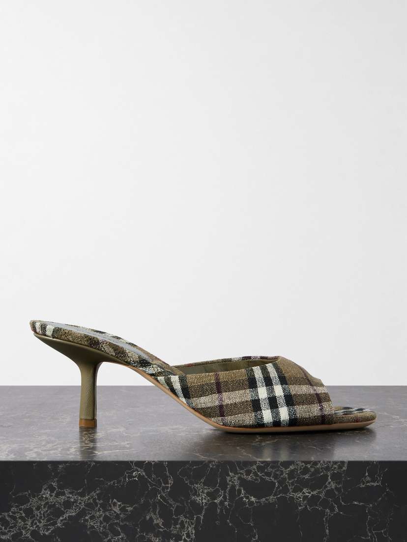 Burberry Checked Linen Mules