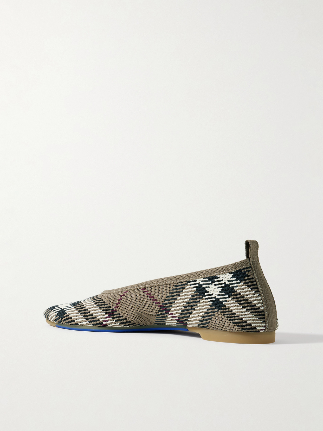 BURBERRY CHECKED JACQUARD-KNIT BALLET FLATS