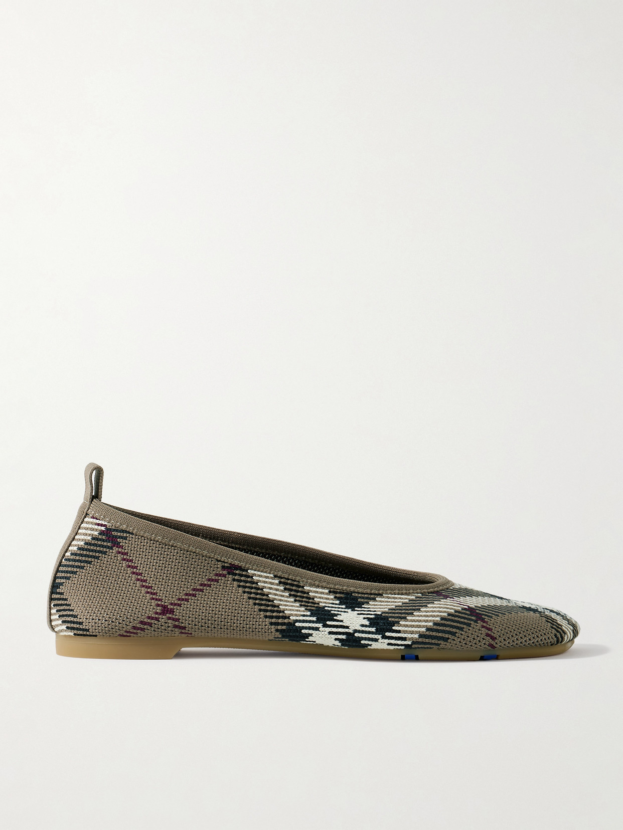 BURBERRY CHECKED JACQUARD-KNIT BALLET FLATS