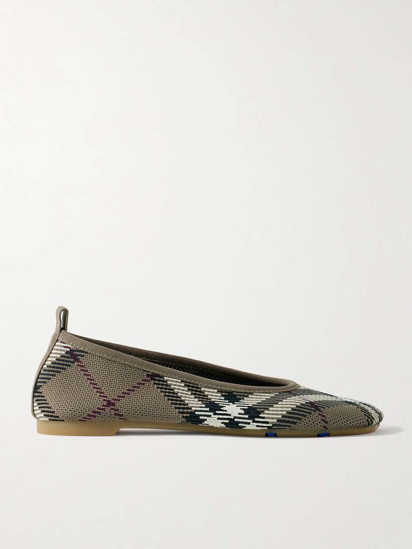 Burberry Checked Jacquard-knit Ballet Flats