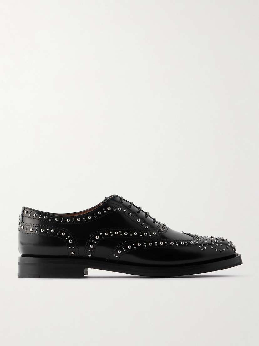 Church's Burwood Met Studded Glossed-leather Brogues
