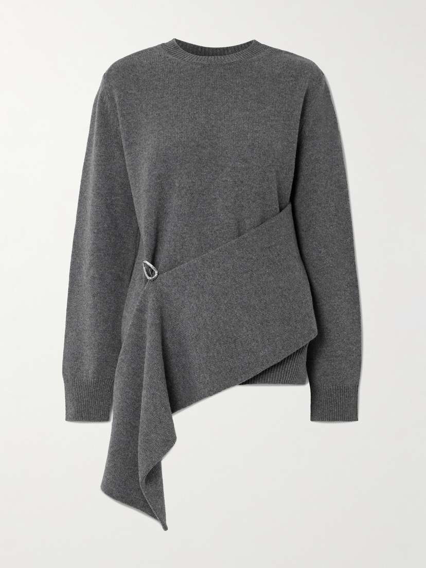 Jil Sander Embellished Draped Wool And Cashmere-blend Sweater