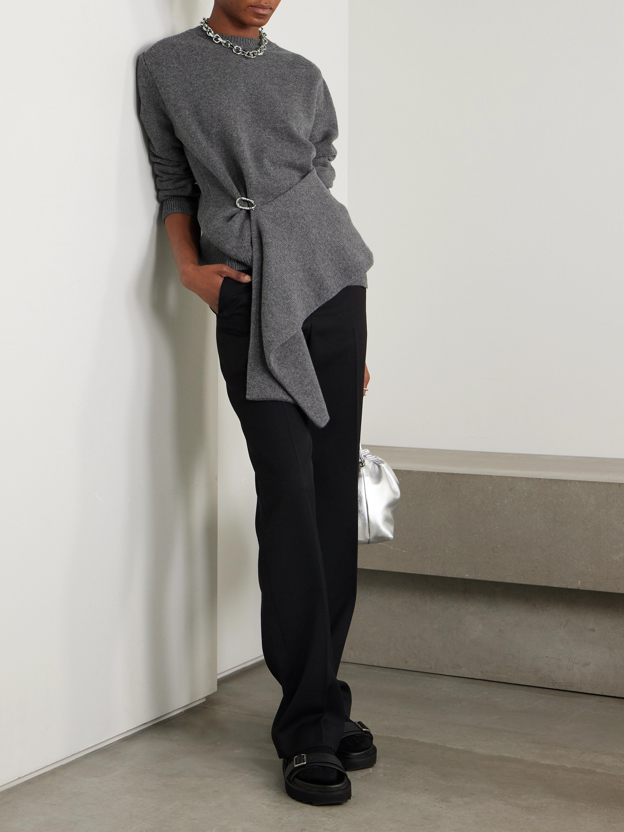 Draped Wool And Cashmere-Blend Sweater