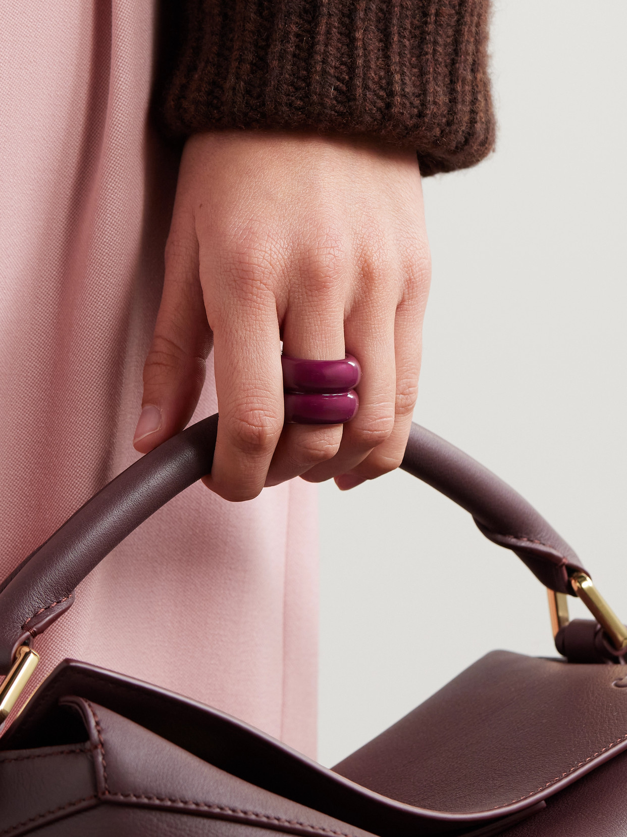 Uncommon Matters Breve Coated-wood Ring In Burgundy