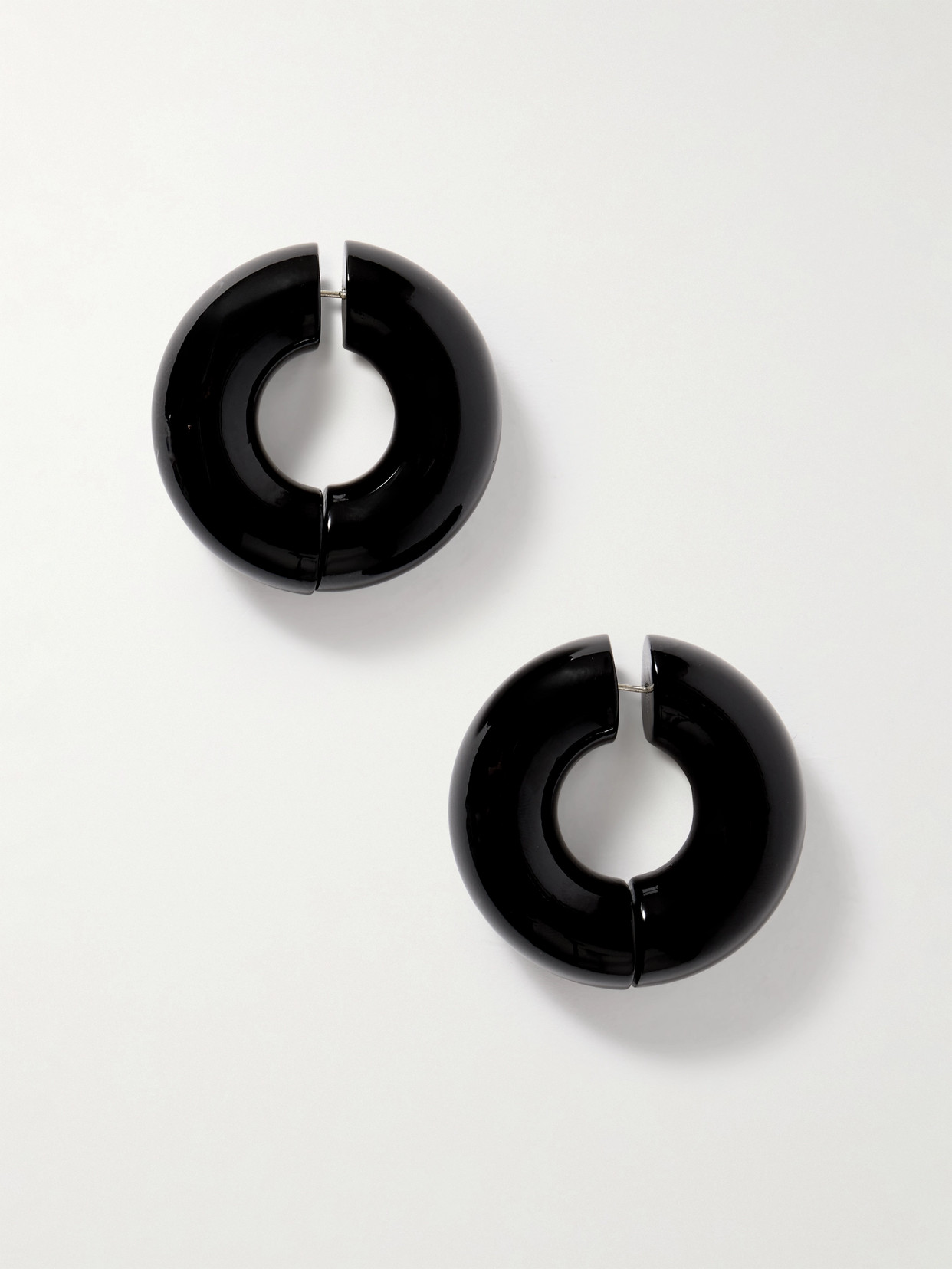Uncommon Matters Stratus Wood Hoop Earrings In Black