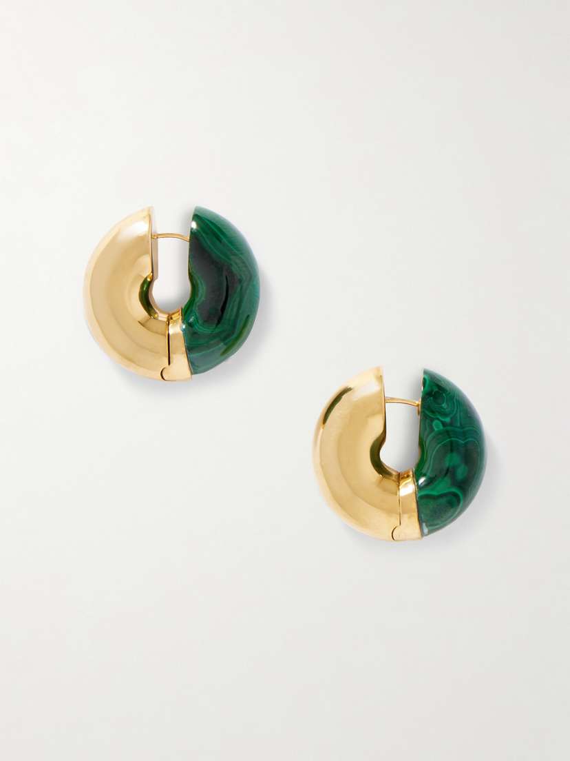 Uncommon Matters Stratus Gold Vermeil Malachite Hoop Earrings