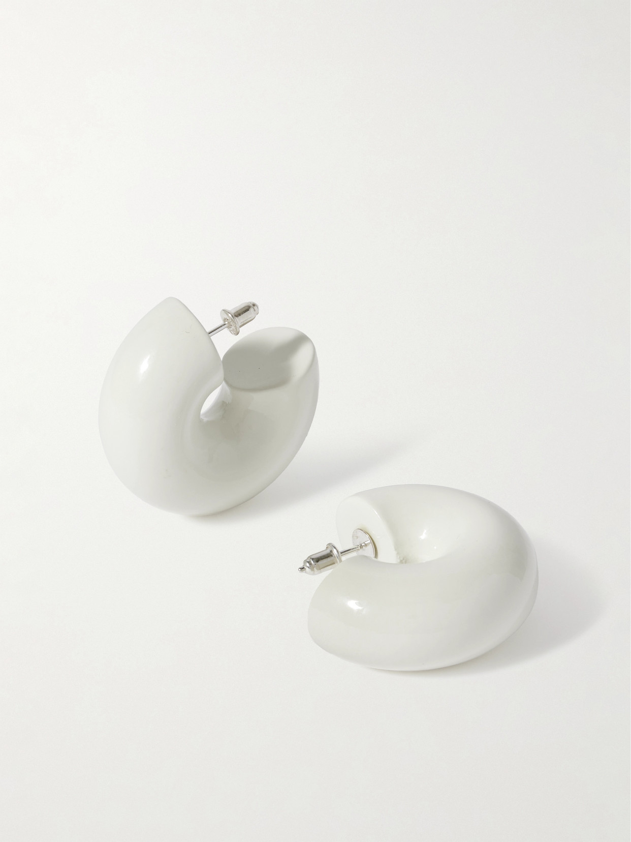 Uncommon Matters Beam Wood Hoop Earrings In White