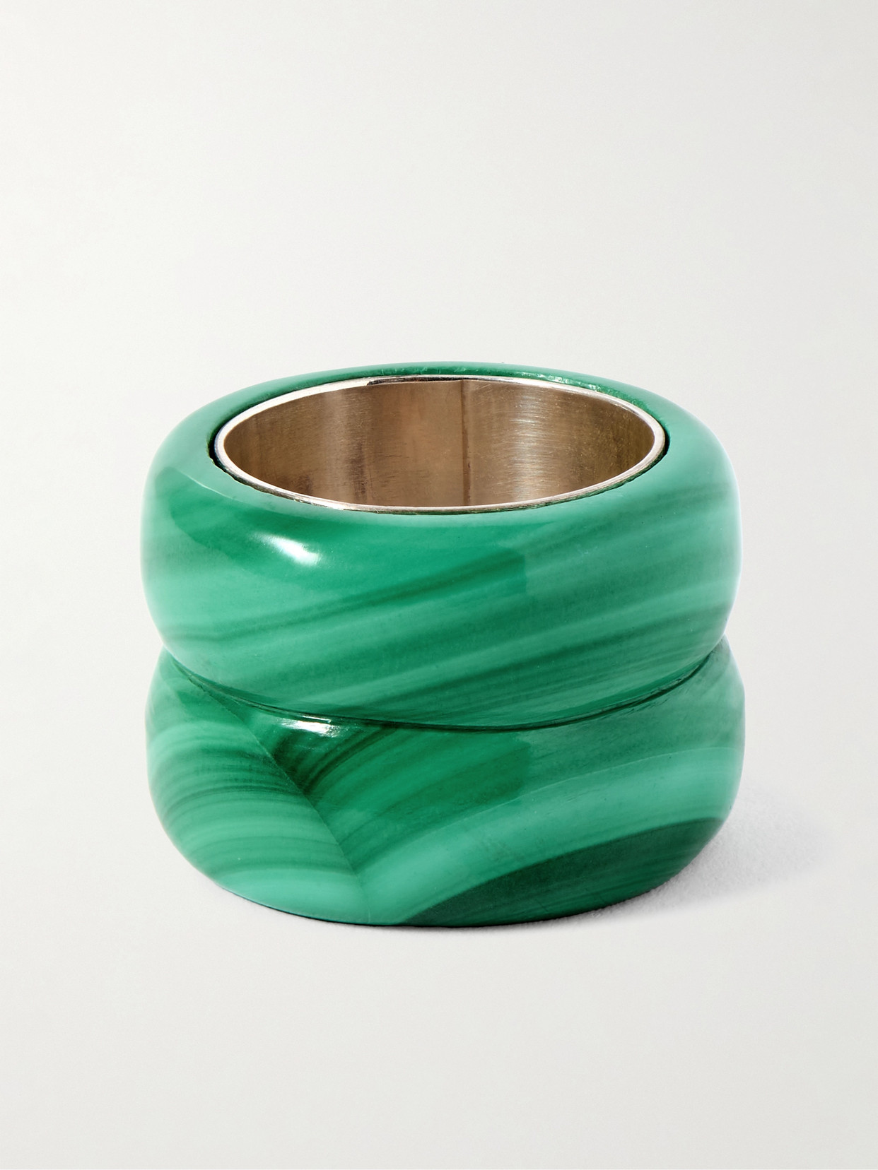 Uncommon Matters Breve Gold Vermeil Malachite Ring In Green
