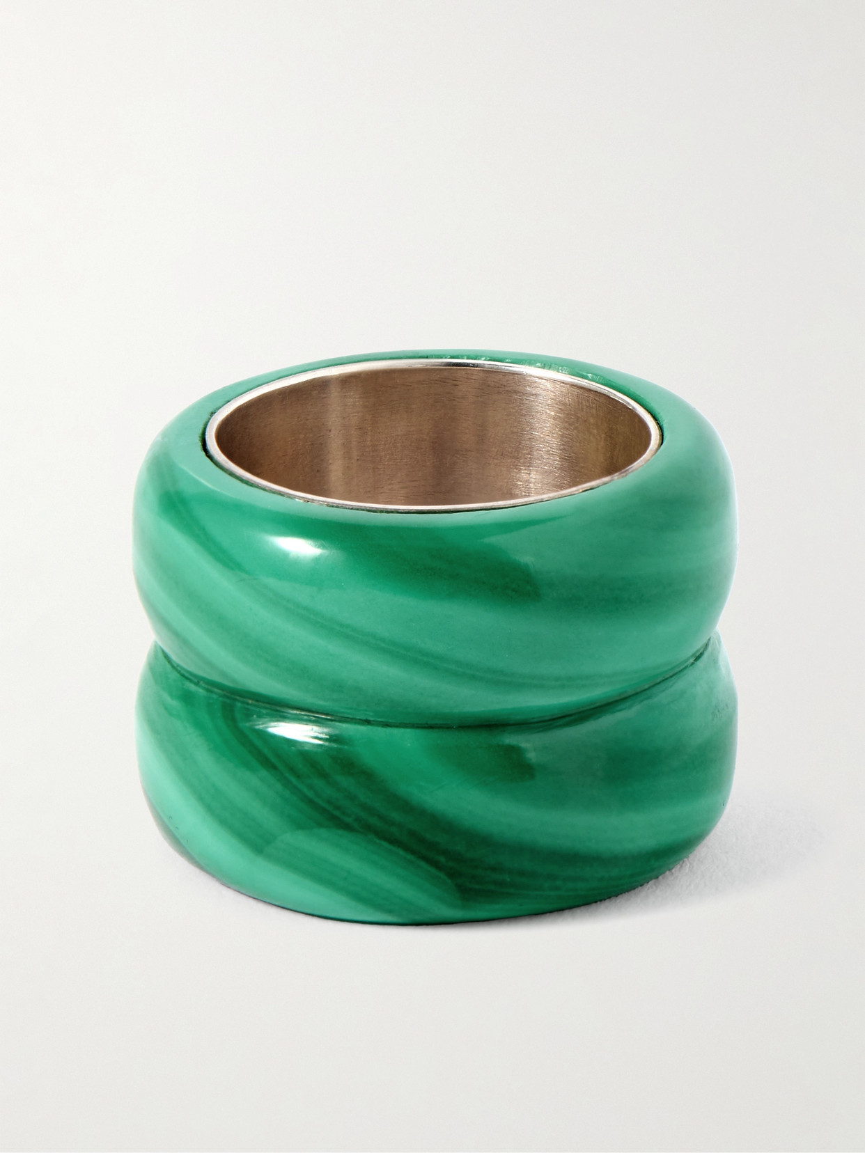 Uncommon Matters Breve Gold Vermeil Malachite Ring In Green