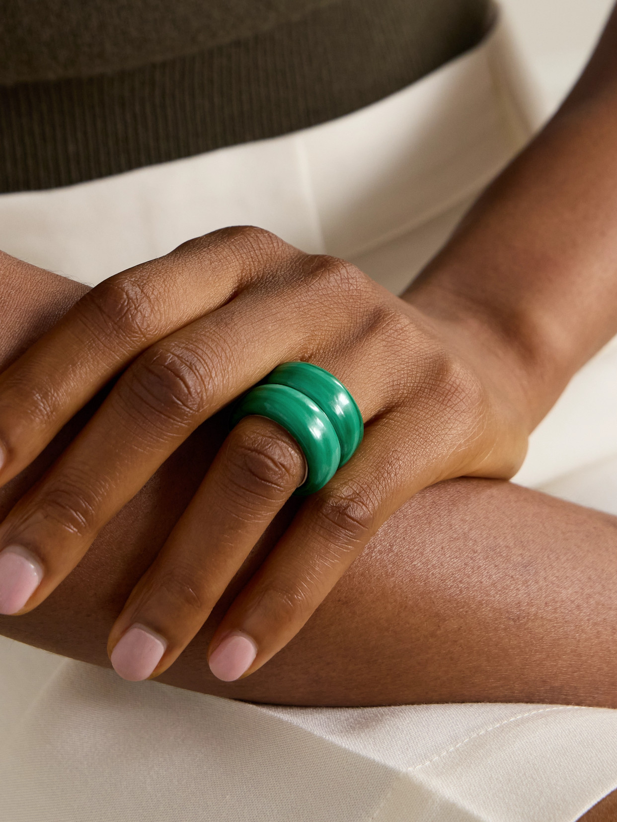 Uncommon Matters Breve Gold Vermeil Malachite Ring In Green