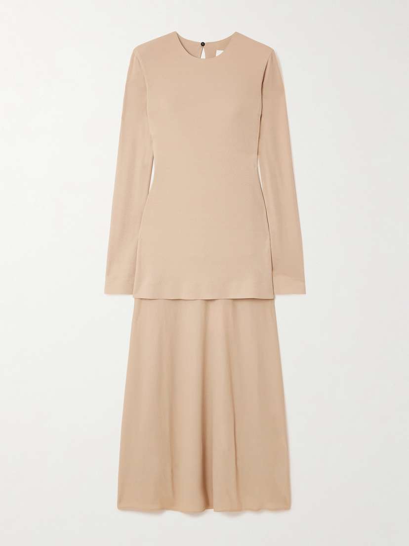 Jil Sander Layered Crepe Maxi Dress
