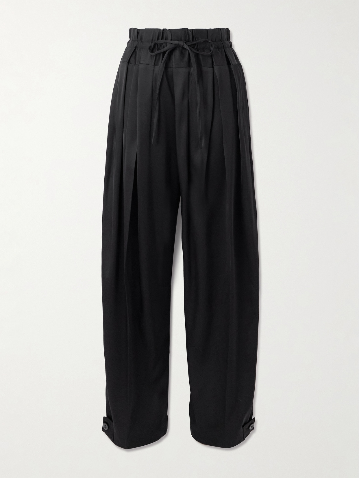 Jil Sander Pleated Satin-twill Wide-leg Pants In Black
