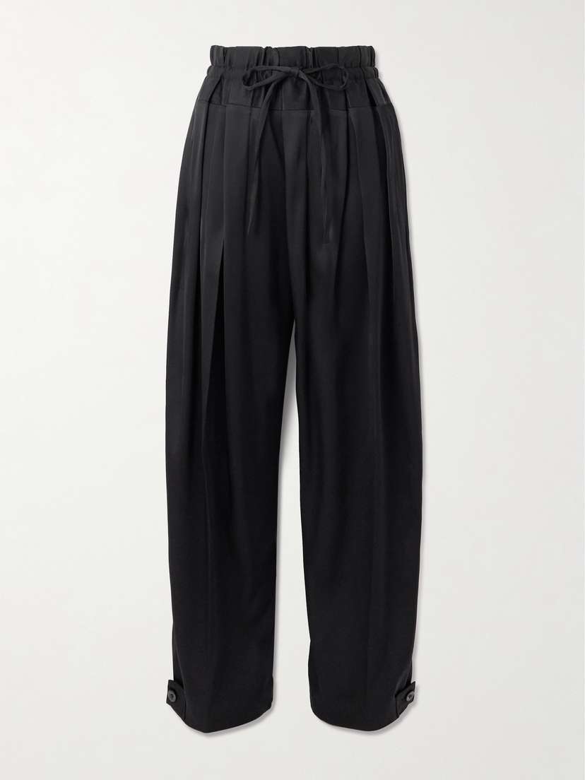 Jil Sander Pleated Satin-twill Wide-leg Pants