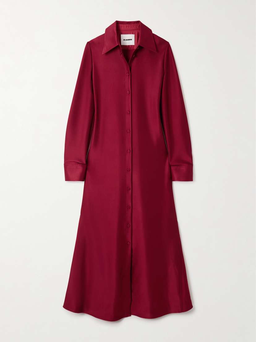 Jil Sander Satin Maxi Shirt Dress
