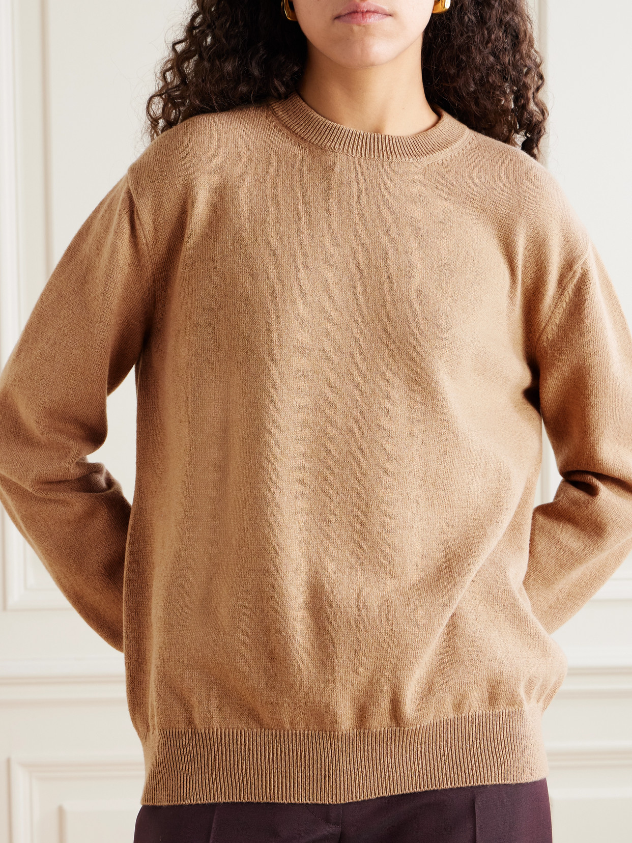 Jil Sander Cashmere And Cotton-blend Sweater In Brown