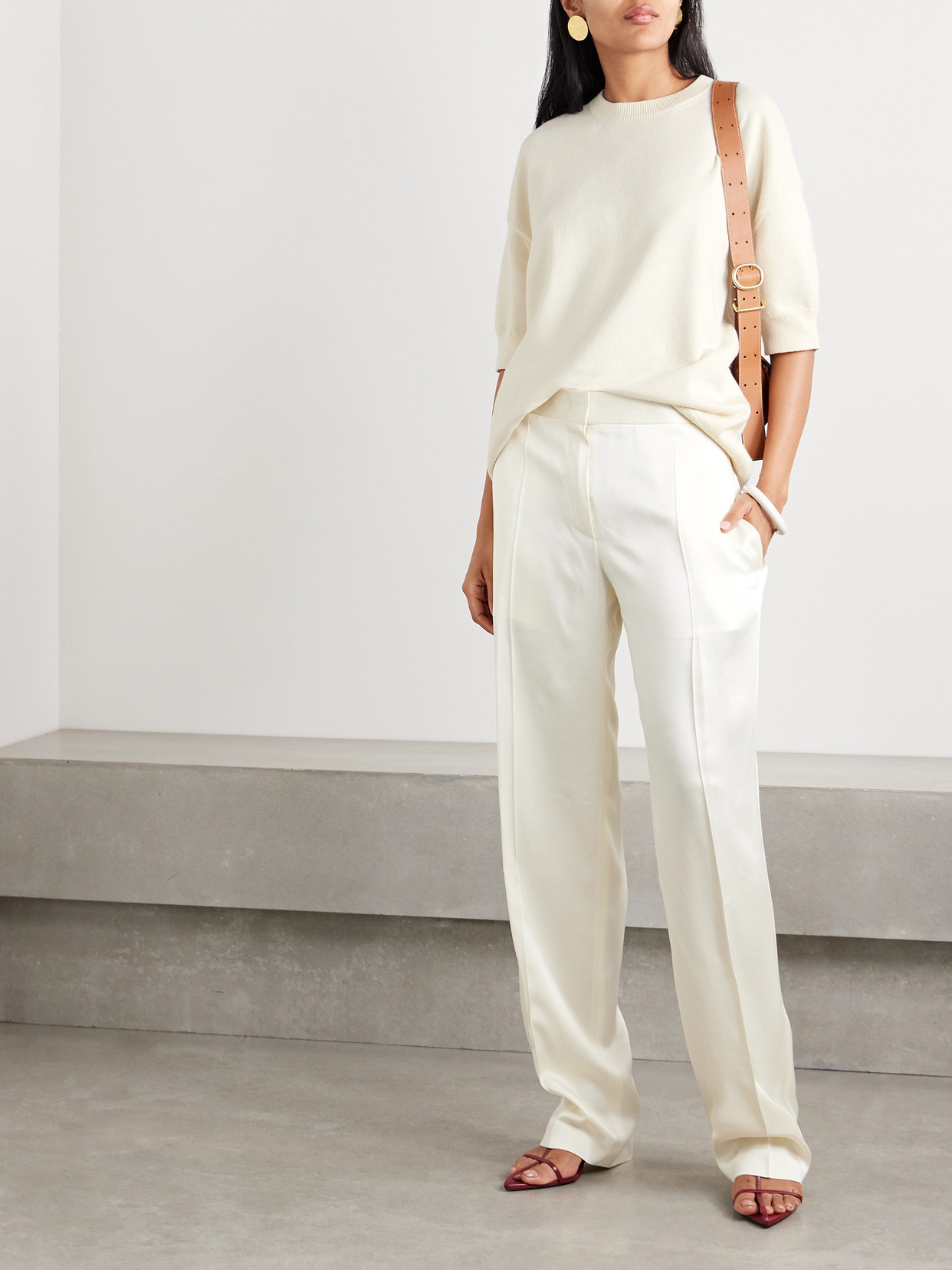 Jil Sander Oversized Cotton And Cashmere-blend Sweater In Cream