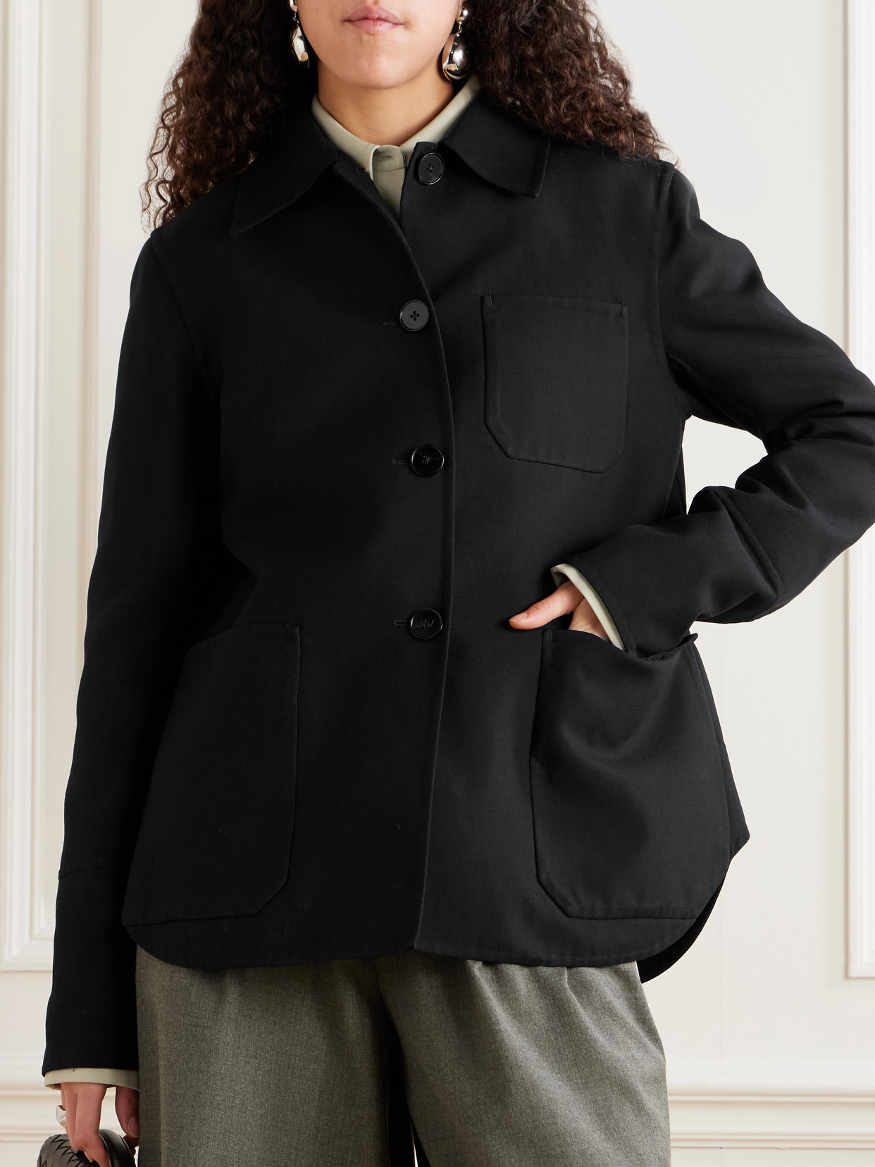 Jil Sander Cotton-blend Twill Jacket In Black
