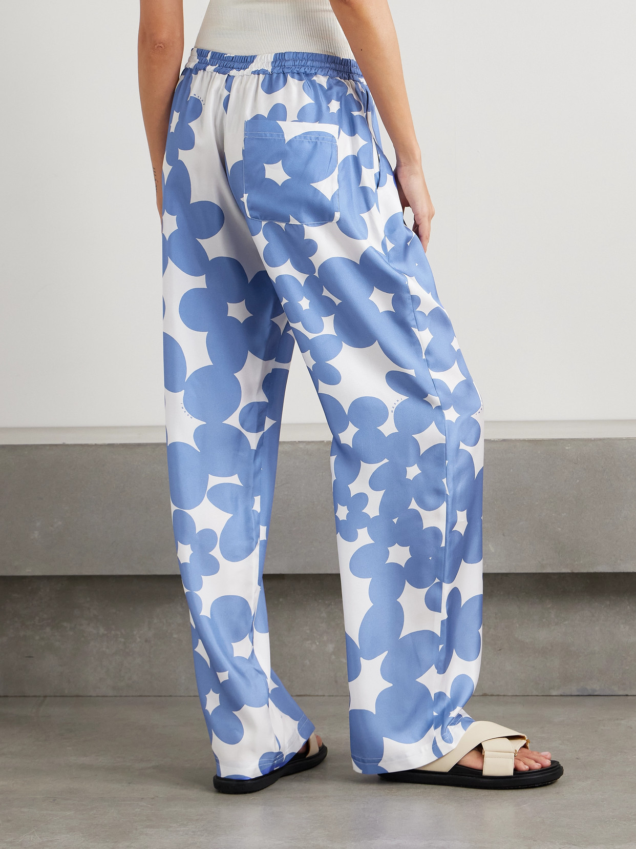 Marni Floral-print Silk-satin Twill Straight-leg Pants In Multi
