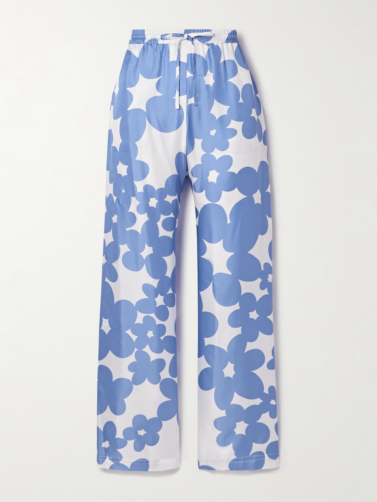 Marni Floral-print Silk-satin Twill Straight-leg Pants In Multi