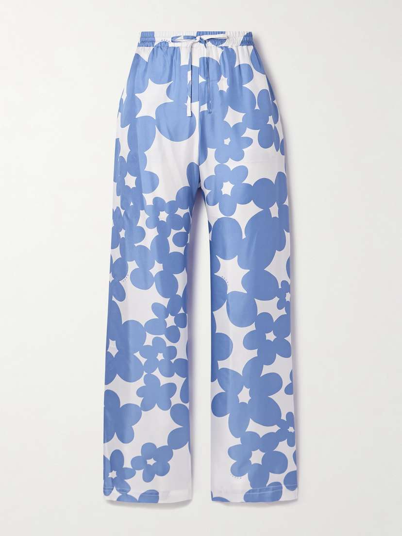 Marni Floral-print Silk-satin Twill Straight-leg Pants