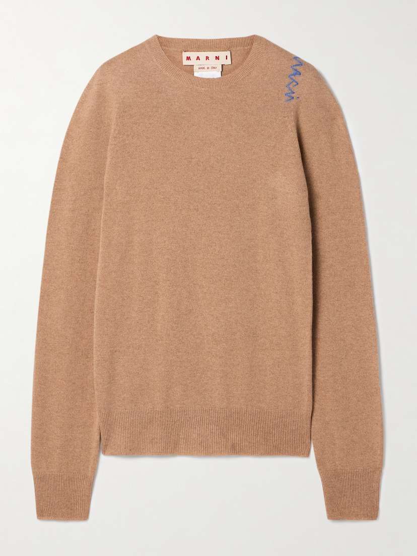 Marni Embroidered Wool And Cashmere-blend Sweater