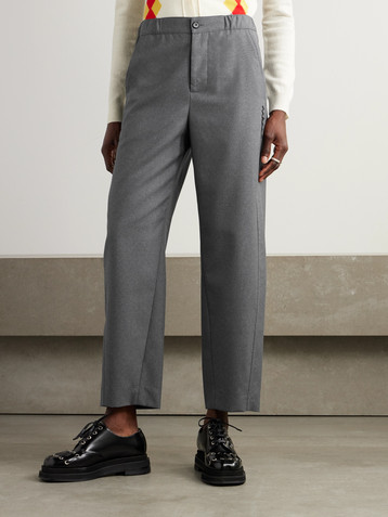 Marni Cropped embroidered wool straight-leg pants